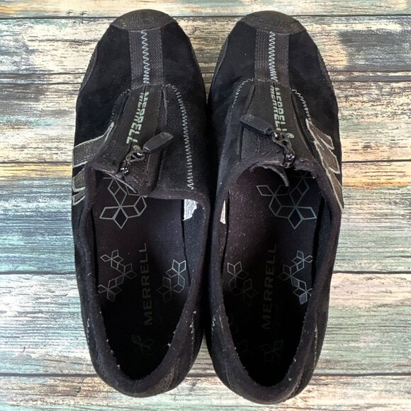 Merrell Arabesque Zip Up Shoes Flats Womens Size 6M Black Gold Leather Sneakers - Picture 5 of 11